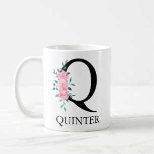 Monogram vattenfärg anpassad enkel bokstav Q kaffe Kaffemugg