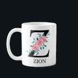 Monogram Vattenfärg Anpassad Enkel Bokstav Z Kaffemugg<br><div class="desc">Monogram Blommig Anpassad Enkel Bokstav Z</div>