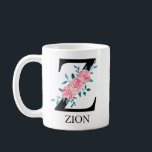 Monogram Vattenfärg Anpassad Enkel Bokstav Z Kaffemugg<br><div class="desc">Monogram Blommig Anpassad Enkel Bokstav Z</div>