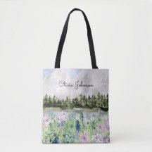 Monogram vattenfärg blå lila blomma äng