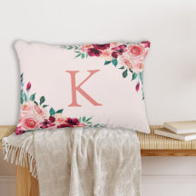 Monogram Vattenfärg Boho Rosa Burgunder Rosa Blomm