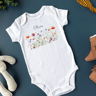 Monogram Vattenfärg Färgglatt Vildblommeäng T Shirt