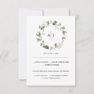 Monogram Vattenfärg Greenery Bröllop OSA Meddelande