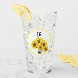 Monogram Vattenfärg Gul Solros Tumbler Glas