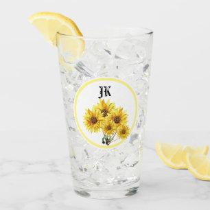Monogram Vattenfärg Gul Solros Tumbler Glas