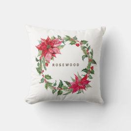 Monogram Vattenfärg Julstjärna Julkrans Kudde