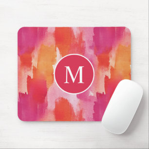 Monogram Vattenfärg Rosa Orange Abstrakt Musmatta