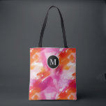 Monogram Vattenfärg Rosa Orange Abstrakt Tygkasse<br><div class="desc">Monogram Watercolor Rosa Orange Abstrakt Shoppingbag är den perfekta kombinationen av stil och praktiskhet. Med en livfull akvarelldesign i rosa och orange nyanser ger denna shoppingbag en färgklick till alla outfits. Monogrammet lägger till en personlig touch, vilket gör den unikt din. Med rymliga fack är denna tote perfekt för att...</div>