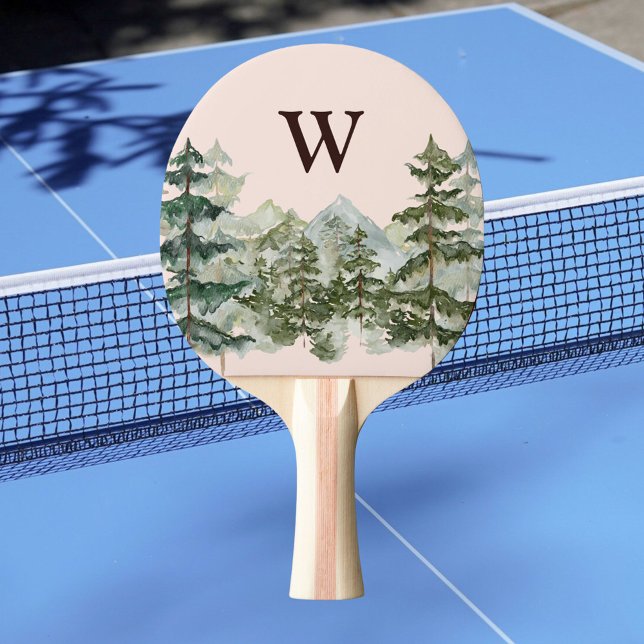 Monogram Vattenfärg Tallskog & Berg Rustik Pingisracket (In situ)