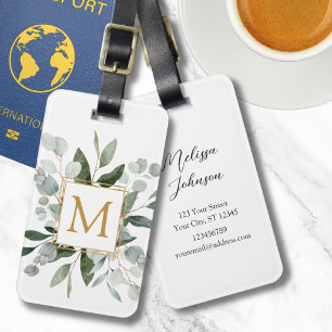 Monogram Vattenfärg Tropiska Gröna Blad Bagagebricka