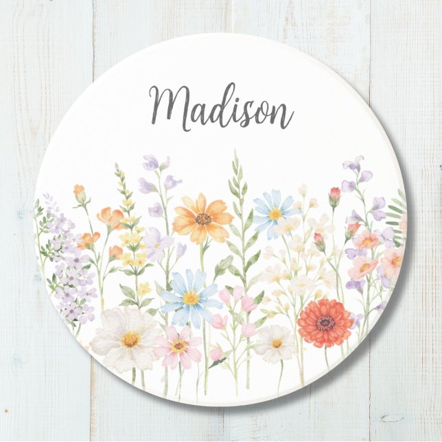 Monogram Vattenfärg Vilda Blommor Blommig Botanisk Underlägg (Skapare uppladdad)