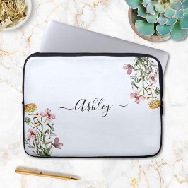 Monogram Vattenfärg Vildblombukett #1  Laptop Fodral