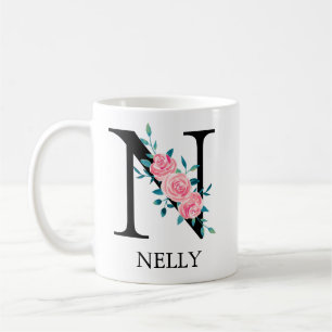 Monogram vattenfärgad Anpassningsbar med en Brev N Kaffemugg
