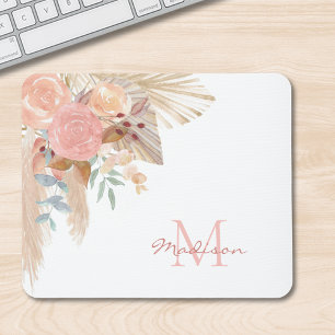 Monogram vattenfärgad Blommigt Musmatta