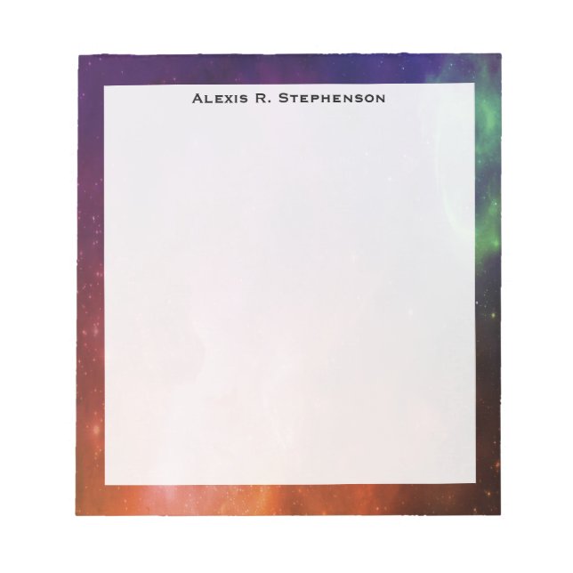 Monogram vattenfärgrymd Utrymme Universe Blue Star Anteckningsblock (Framsida)