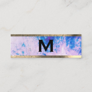 Monogram vattenfärgsblå Lila med trim Mini Visitkort
