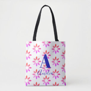 Monogram vattenfärgsfärg Retro Mönster Shock rosa Tygkasse