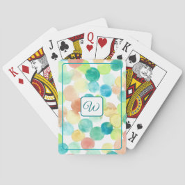 Monogram Vattenfärgspunkter i Orange och Turkos Casinokort