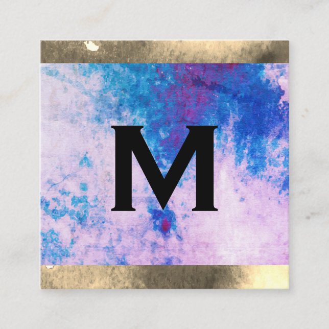 Monogram vattenfärgstrim (avtalat kort) tidsbeställning kort (Framsida)