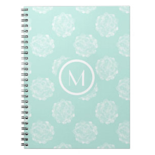 Monogram Växtlycka Pastel Succulent Patt Anteckningsbok