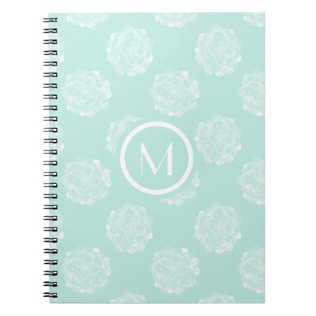 Monogram | Växtlycka | Pastel Succulent Patt Anteckningsbok (Framsidan)