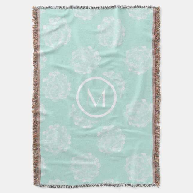 Monogram | Växtlycka | Pastel Succulent Patt Filt (Framsidan Vertikal)