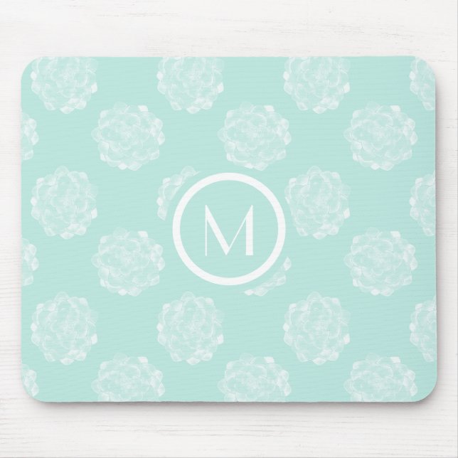 Monogram | Växtlycka | Pastel Succulent Patt Musmatta (Framsidan)