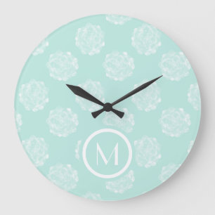 Monogram Växtlycka Pastel Succulent Patt Stor Klocka