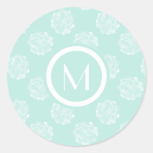 Monogram Växtlycka Pastellockuperad Patt Runt Klistermärke
