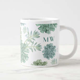 Monogram Växtlycka Succult Mönster Jumbo Mugg
