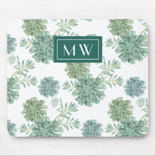 Monogram Växtlycka Succult Mönster Musmatta