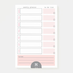 Monogram veckovis Planner Peony Post it Notes Post-it Block