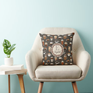 Monogram Venti Coffee Älskare Fall Dekorativ kudde