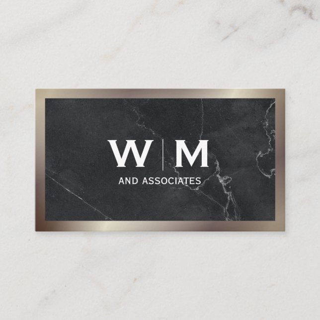 Monogram | Verkställande organ | Black Marble Lux Visitkort (Framsida)