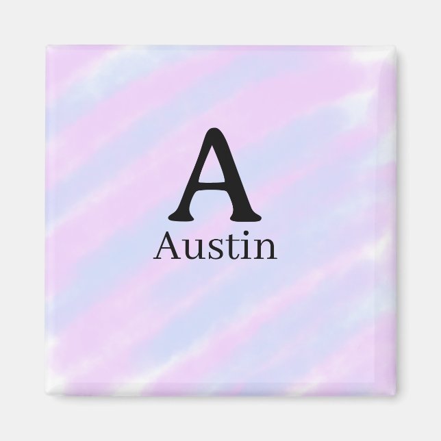 Monogram versal maskulin lägg till namn lila paste magnet (Framsidan)