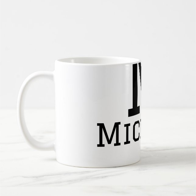 Monogram versal stor bokstav lägg till namn enkel  kaffemugg (Vänster)