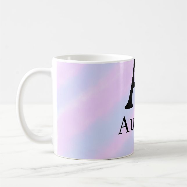 Monogram versal stor bokstav lägg till namn lila p kaffemugg (Vänster)