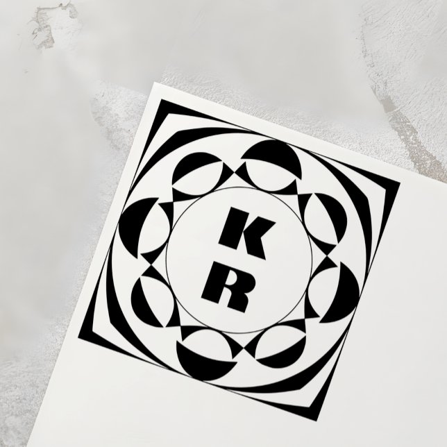 Monogram Vertikal Initial Självbläckande Stämpel (Skapare uppladdad)