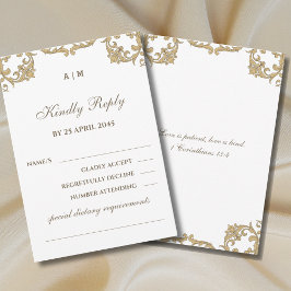 Monogram Victorian Christian Wedding RSVP Card OSA Kort