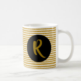 Monogram vid Guld Glitter Rand Mugg i