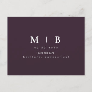 Monogram Vin Bröllop spara datum meddelande Vykort