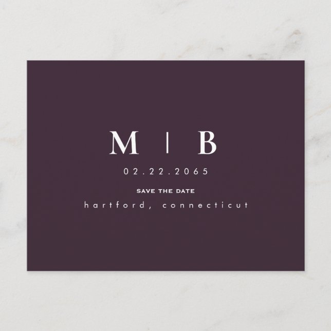 Monogram Vin Bröllop spara datum meddelande Vykort (Framsida)