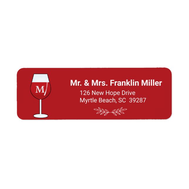 Monogram Vin Glass Returadress Etikett (Framsidan)