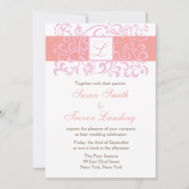 Monogram Vine Wedding bjudande Inbjudningar (Framsida)
