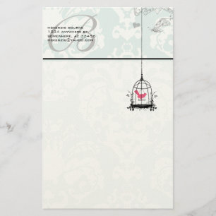 Monogram Vintage Bird Cage Stationery Brevpapper