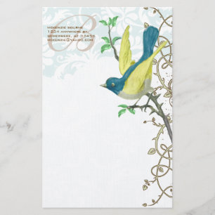 Monogram Vintage Bird Vintage Treasures Brevpapper
