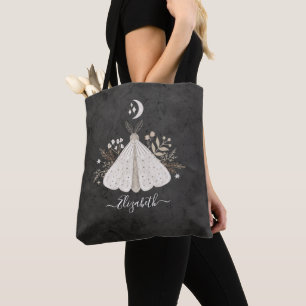 Monogram Vintage Blommigt Butterfly Tote Bag Tygkasse