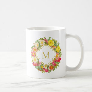 Monogram Vintage Blommigt Utandning Mugg
