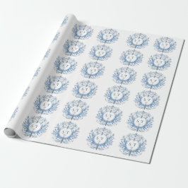 Monogram Vintage blue Mönster Presentpapper