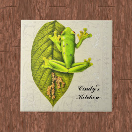 Monogram Vintage Bright Grönt Gliding Träd Frog Kakelplatta